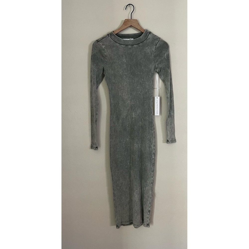 NWT Young Fabulous & Broke‎ Dax Midi Dress Small Distressed Grey Ribbed